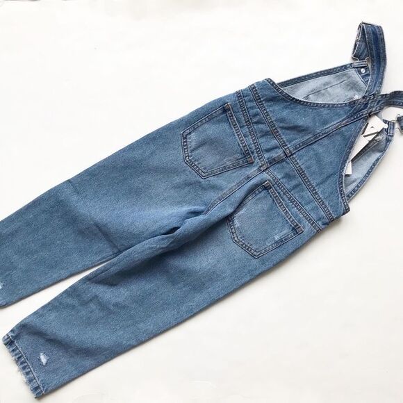 Zara NWT denim distressed overalls 7Y - Picture 5 of 6